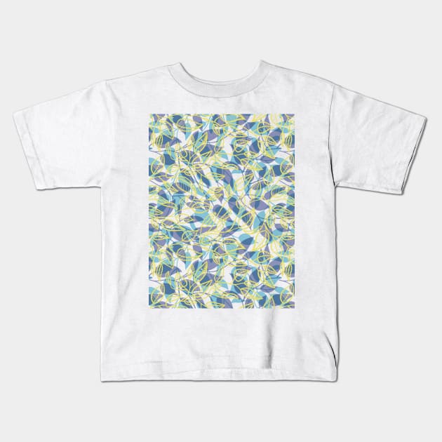 Minimalist Leaf Line Art Illustration as a Seamless Surface Pattern Design Kids T-Shirt by zarya_kiqo